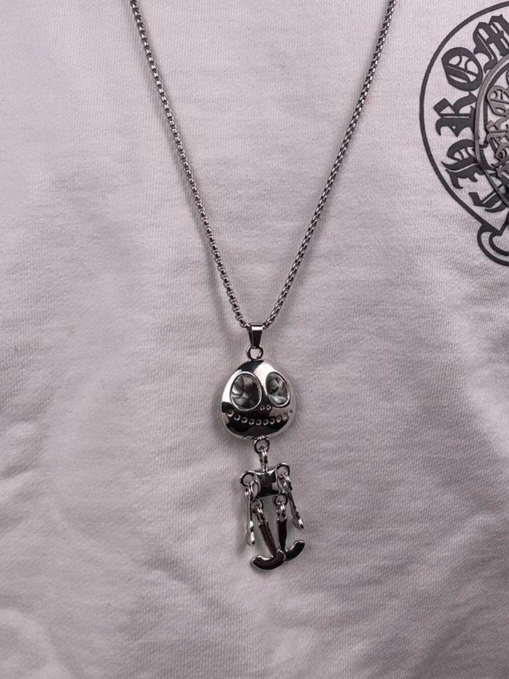 Silver Skull Charm Necklace
